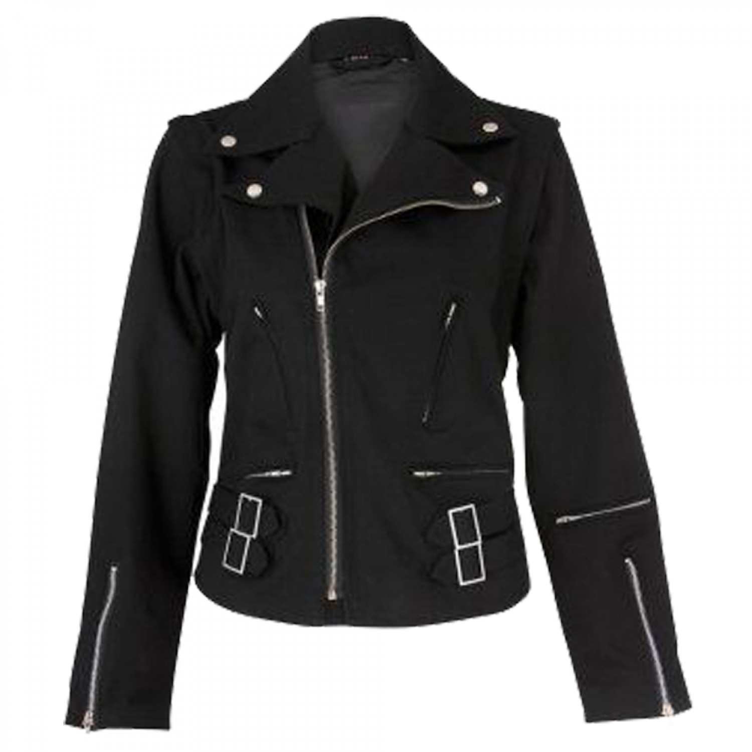 Women Black Gothic Jacket Punk Motorcycle Cotton Jacket